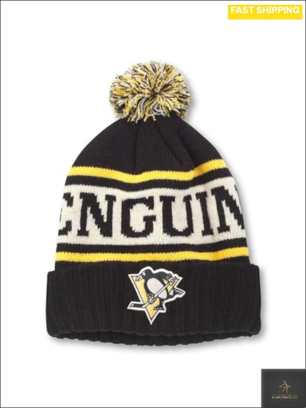 Acrylic Knit Cuffed Pom Beanie NHL Team Hat